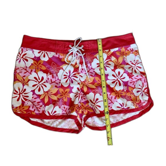 VINTAGE Womens TOMMY HILFIGER Swim Shorts Sz L Red Floral Retro Y2K - Picture 5 of 7